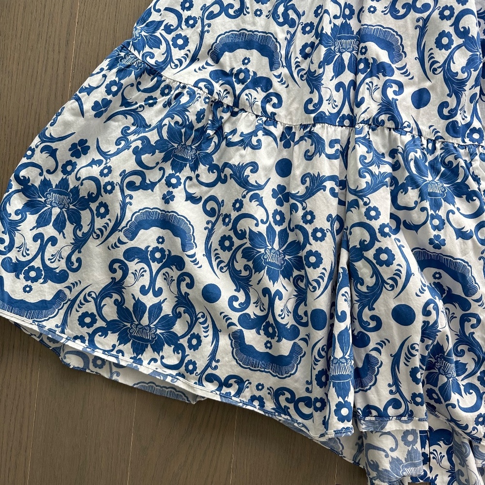 Borgo De Nor Julia Cotton Dress Venezia Blue Off the Shoulder Button UK 12 US 8 - Picture 9 of 11